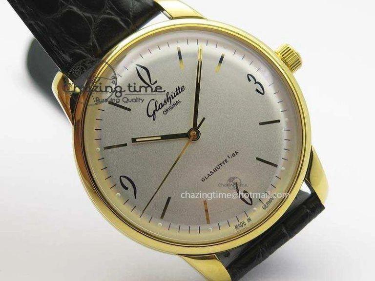 Senator Sixties YG White Dial On Black Leather Strap A3959