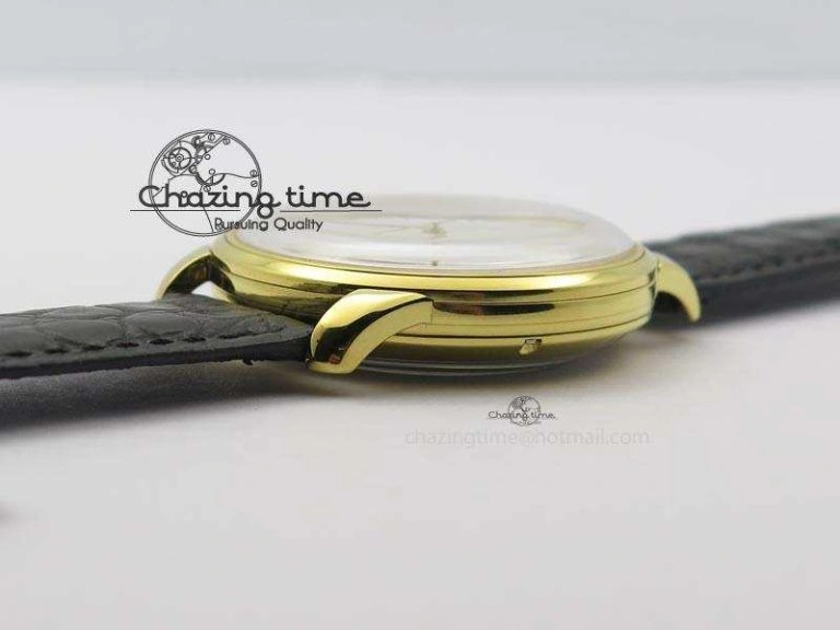 Senator Sixties YG White Dial On Black Leather Strap A3959
