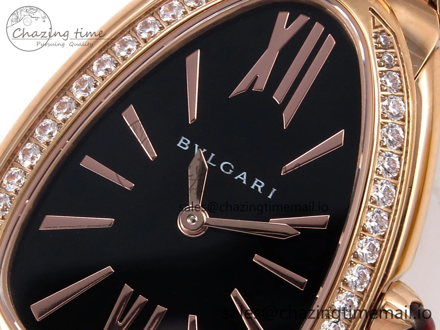 Serpenti Seduttori Watch RG BVF 1:1 Best Edition Black Dial Diamonds Bezel on RG Bracelet Swiss Quartz