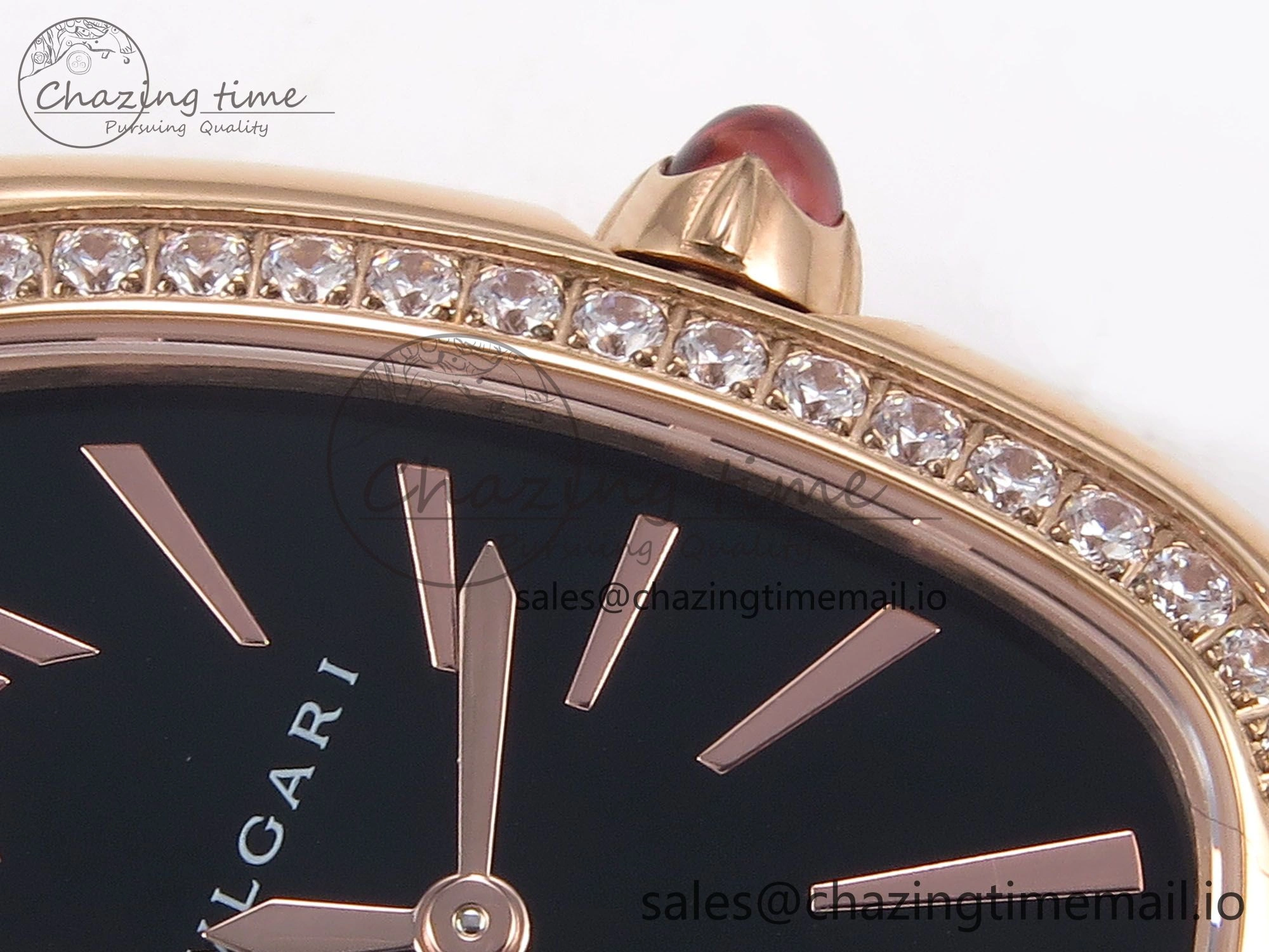 Serpenti Seduttori Watch RG BVF 1:1 Best Edition Black Dial Diamonds Bezel on RG Bracelet Swiss Quartz