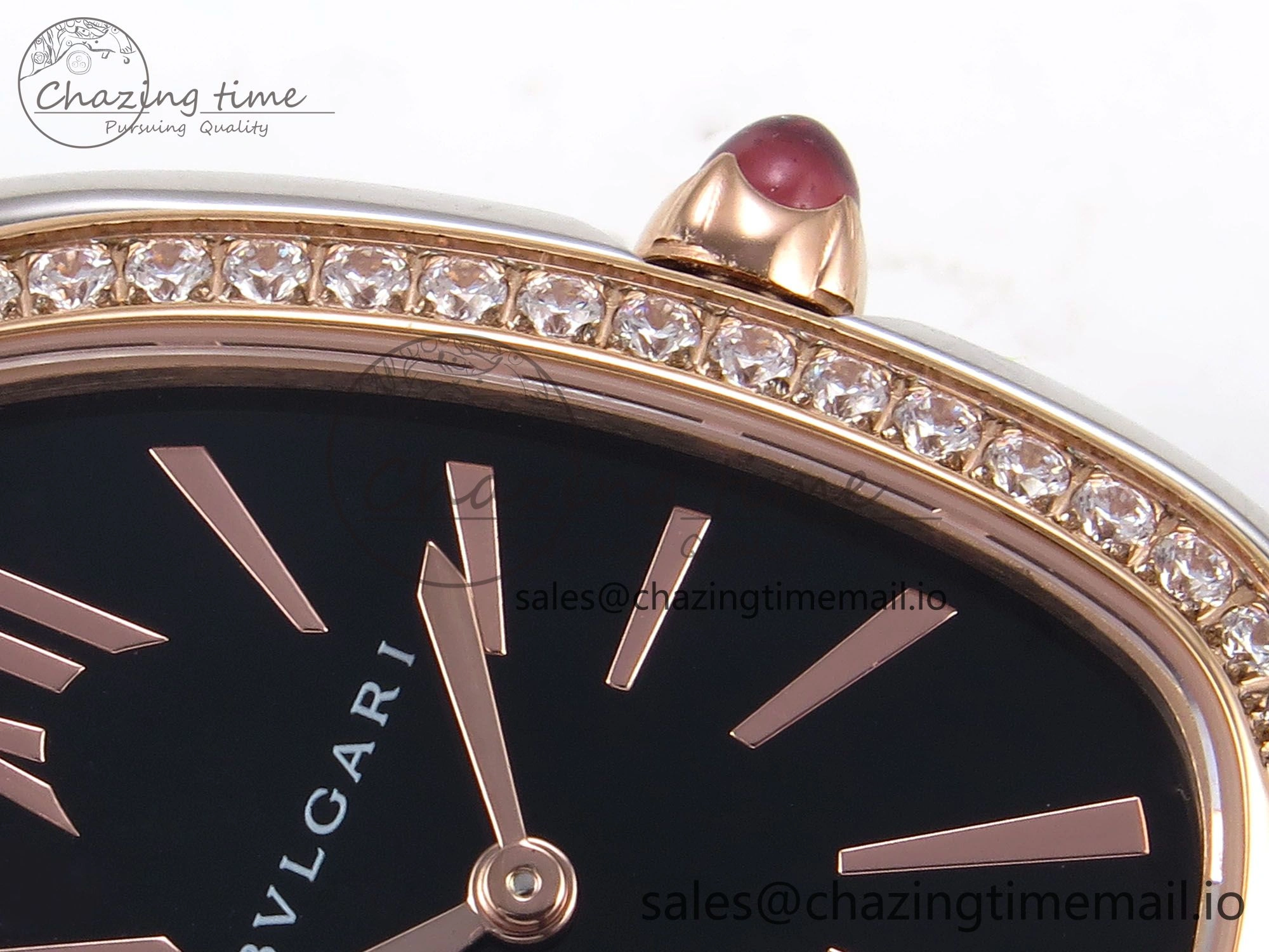Serpenti Seduttori Watch RG BVF 1:1 Best Edition Black Dial Diamonds Bezel on SS Bracelet Swiss Quartz