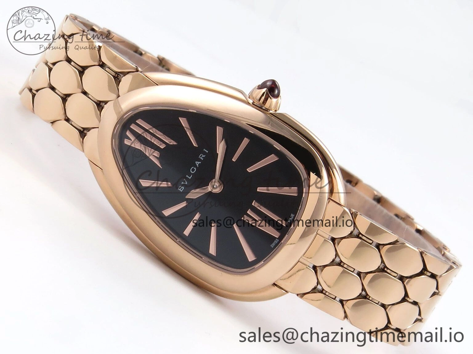 Serpenti Seduttori Watch RG BVF 1:1 Best Edition Black Dial on RG Bracelet Swiss Quartz