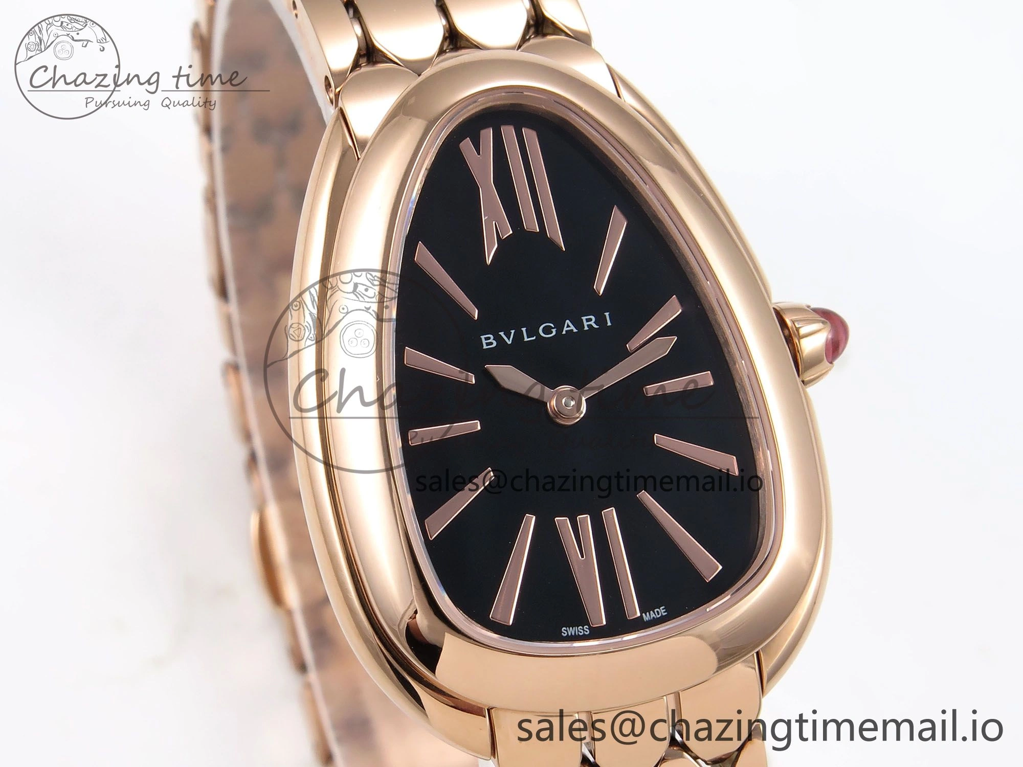 Serpenti Seduttori Watch RG BVF 1:1 Best Edition Black Dial on RG Bracelet Swiss Quartz