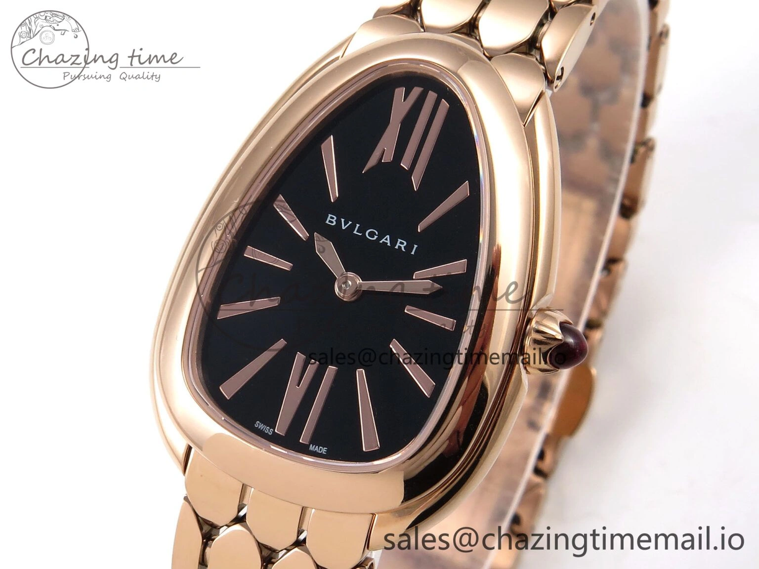 Serpenti Seduttori Watch RG BVF 1:1 Best Edition Black Dial on RG Bracelet Swiss Quartz