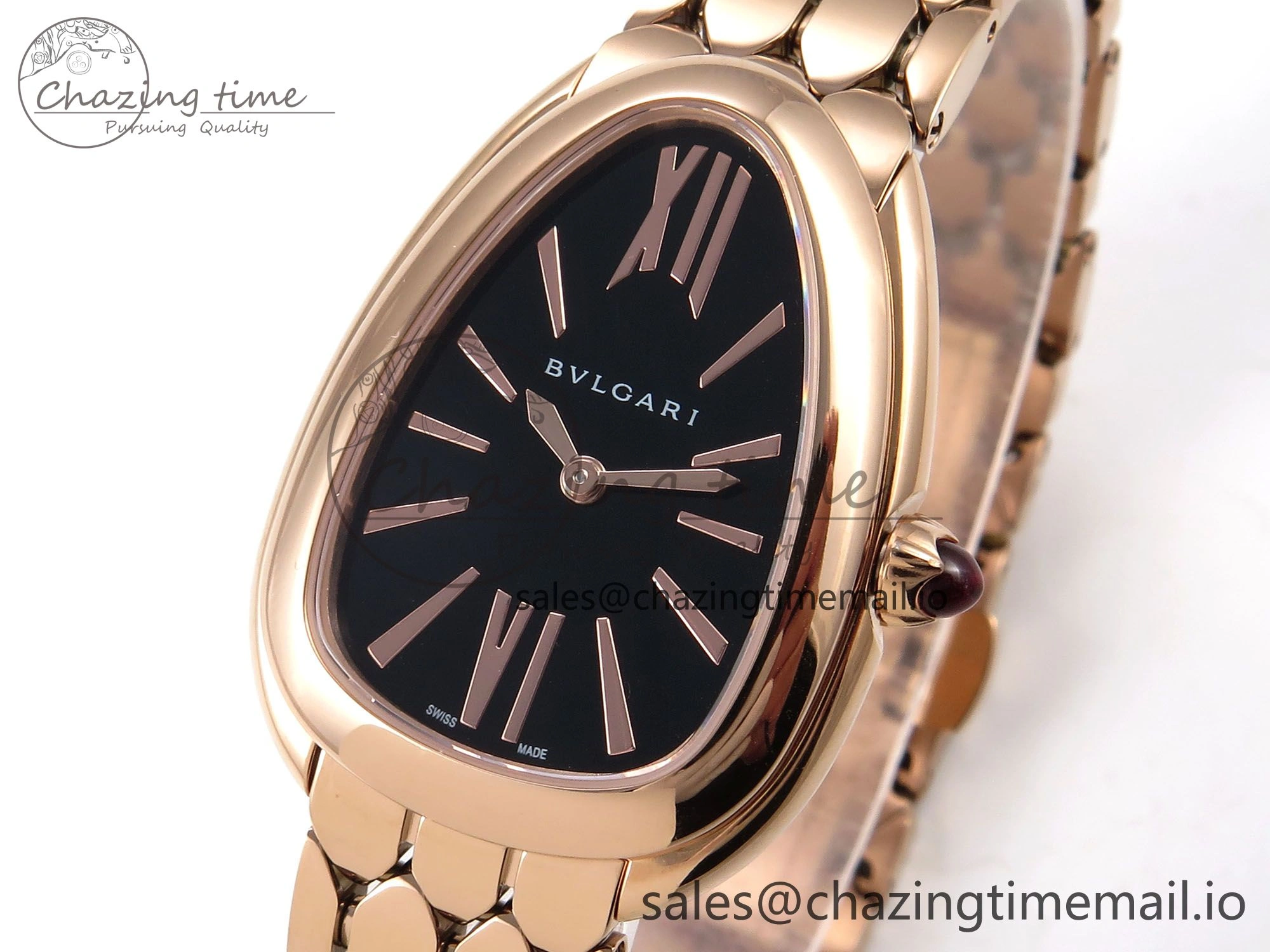 Serpenti Seduttori Watch RG BVF 1:1 Best Edition Black Dial on RG Bracelet Swiss Quartz