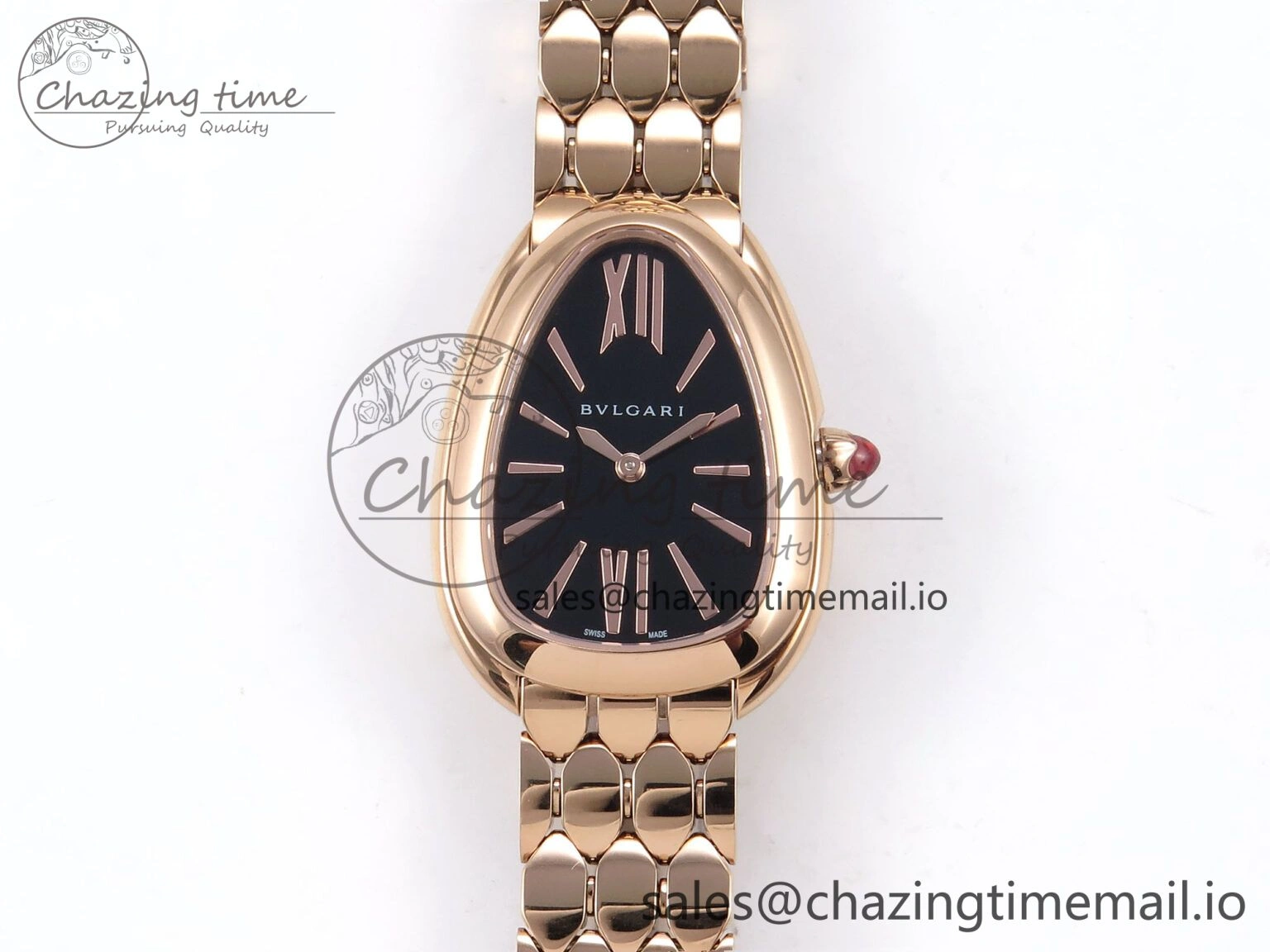 Serpenti Seduttori Watch RG BVF 1:1 Best Edition Black Dial on RG Bracelet Swiss Quartz