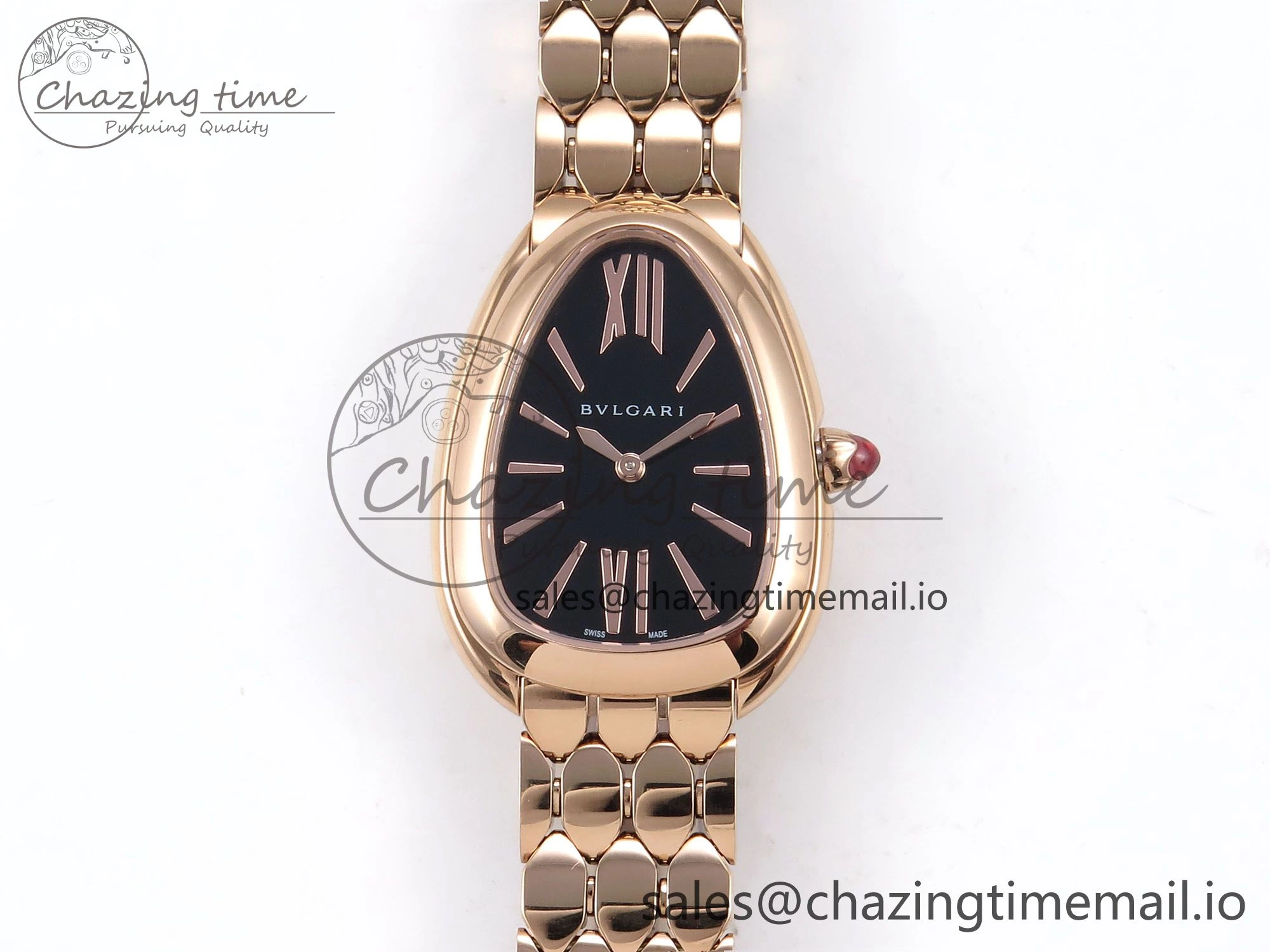 Serpenti Seduttori Watch RG BVF 1:1 Best Edition Black Dial on RG Bracelet Swiss Quartz