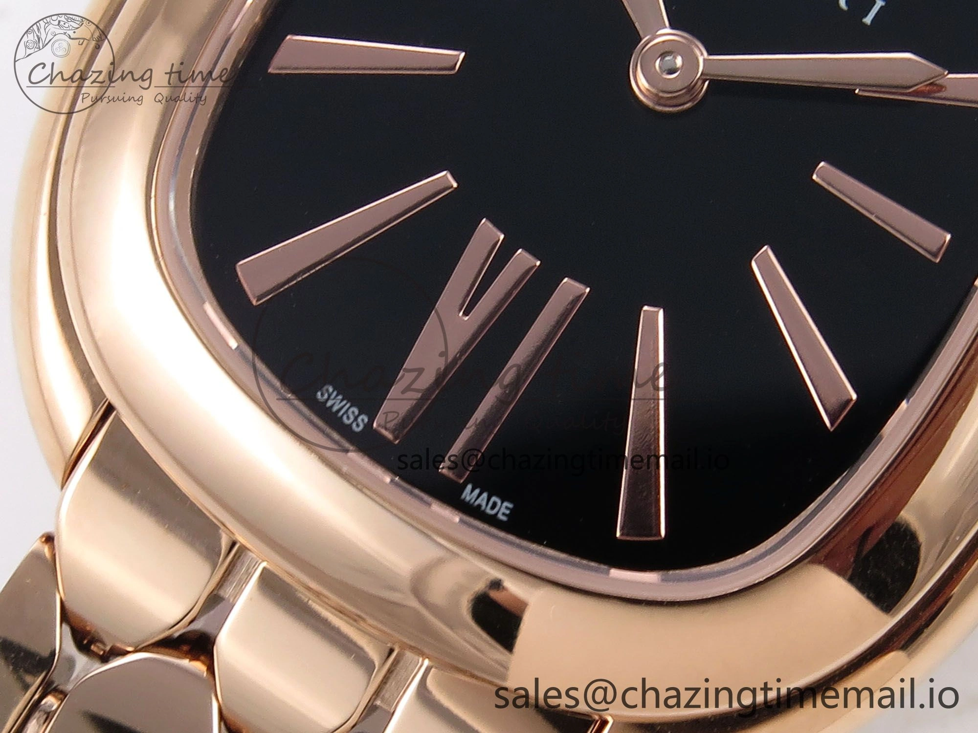 Serpenti Seduttori Watch RG BVF 1:1 Best Edition Black Dial on RG Bracelet Swiss Quartz