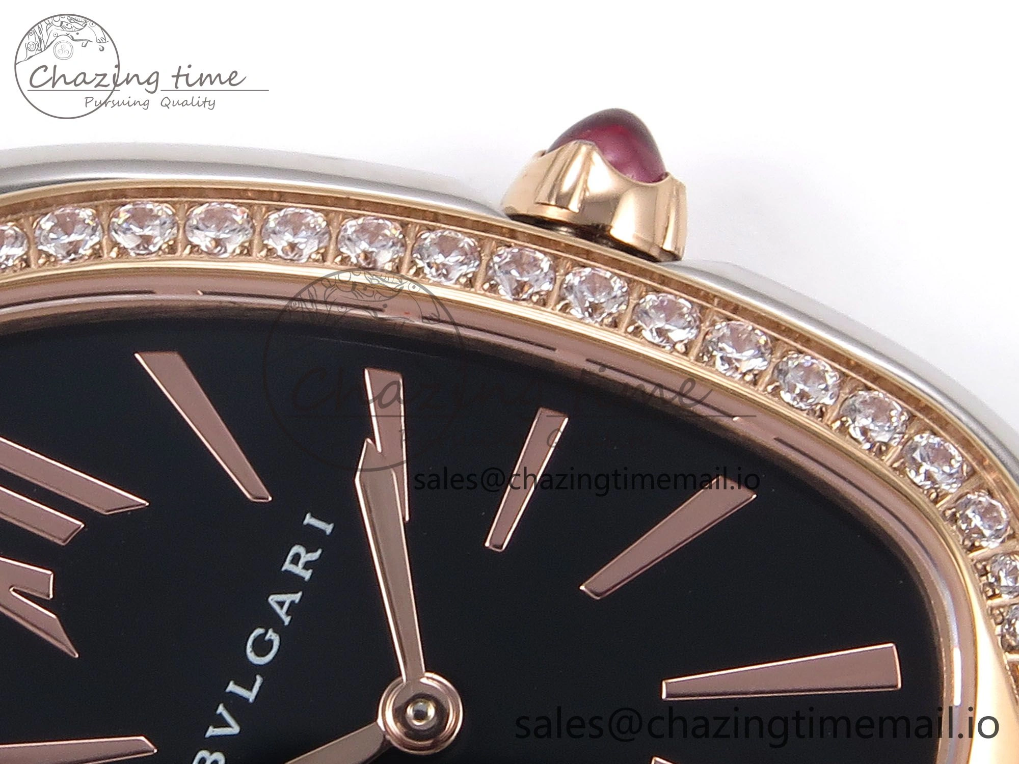 Serpenti Seduttori Watch RG SS BVF 1:1 Best Edition Black Dial Diamonds Bezel on RG SS Bracelet Swiss Quartz