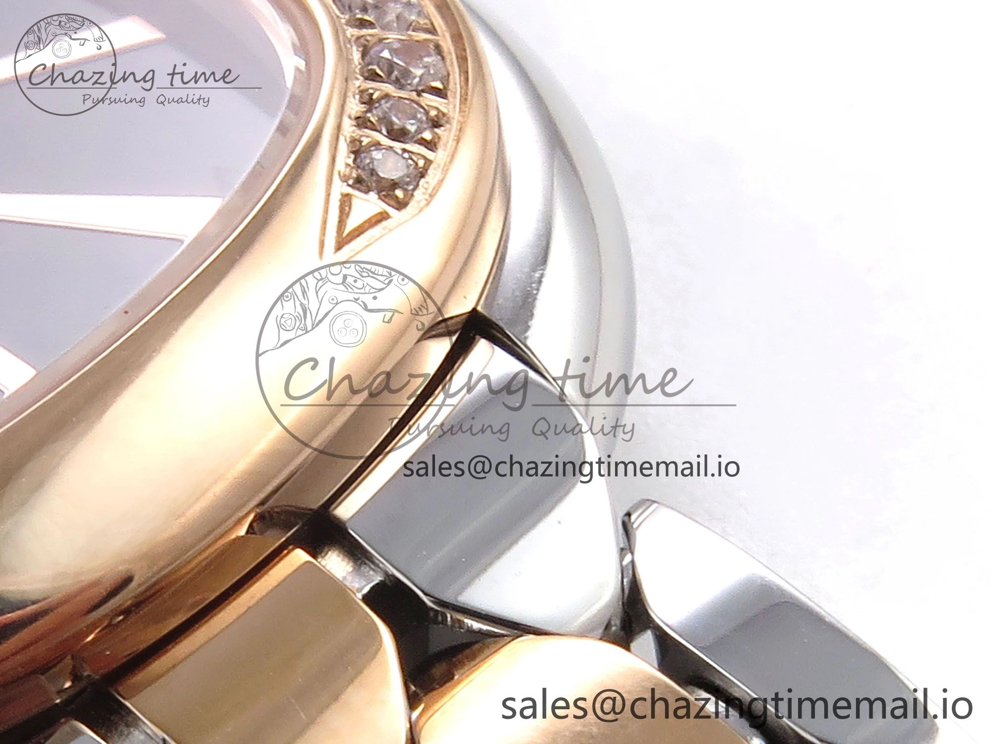 Serpenti Seduttori Watch RG SS BVF 1:1 Best Edition Black Dial Diamonds Bezel on RG SS Bracelet Swiss Quartz