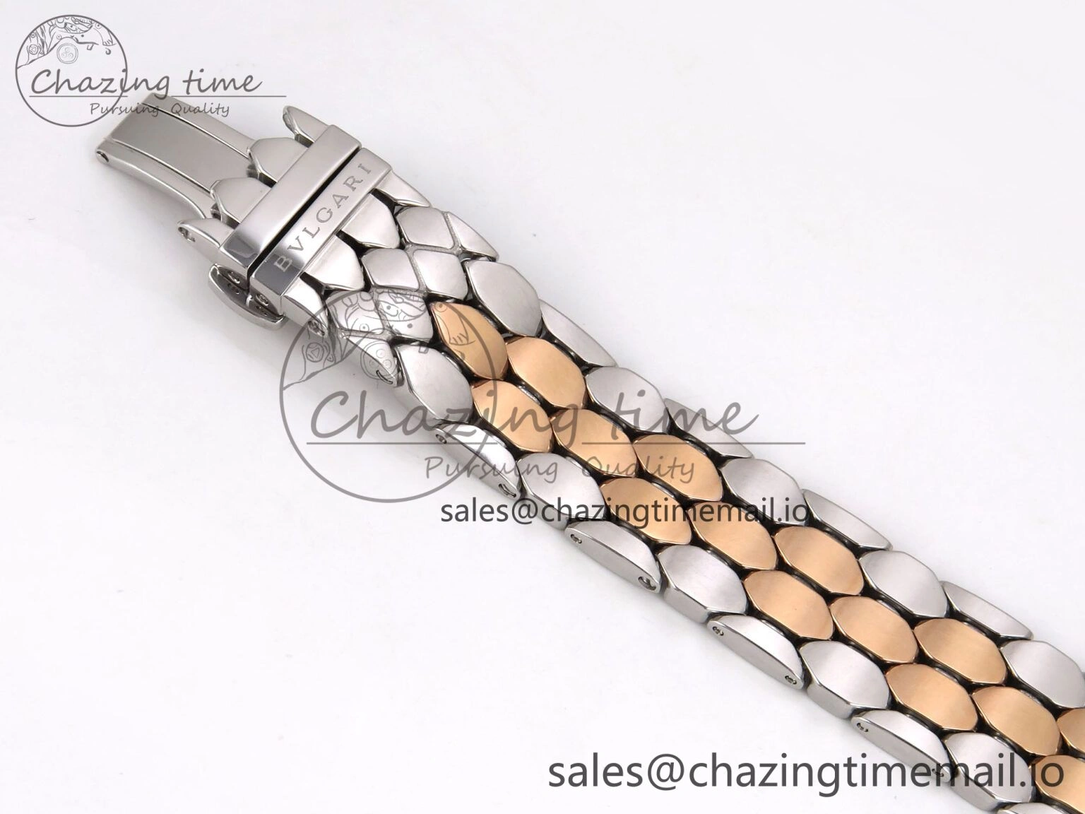 Serpenti Seduttori Watch RG SS BVF 1:1 Best Edition Black Dial Diamonds Bezel on RG SS Bracelet Swiss Quartz