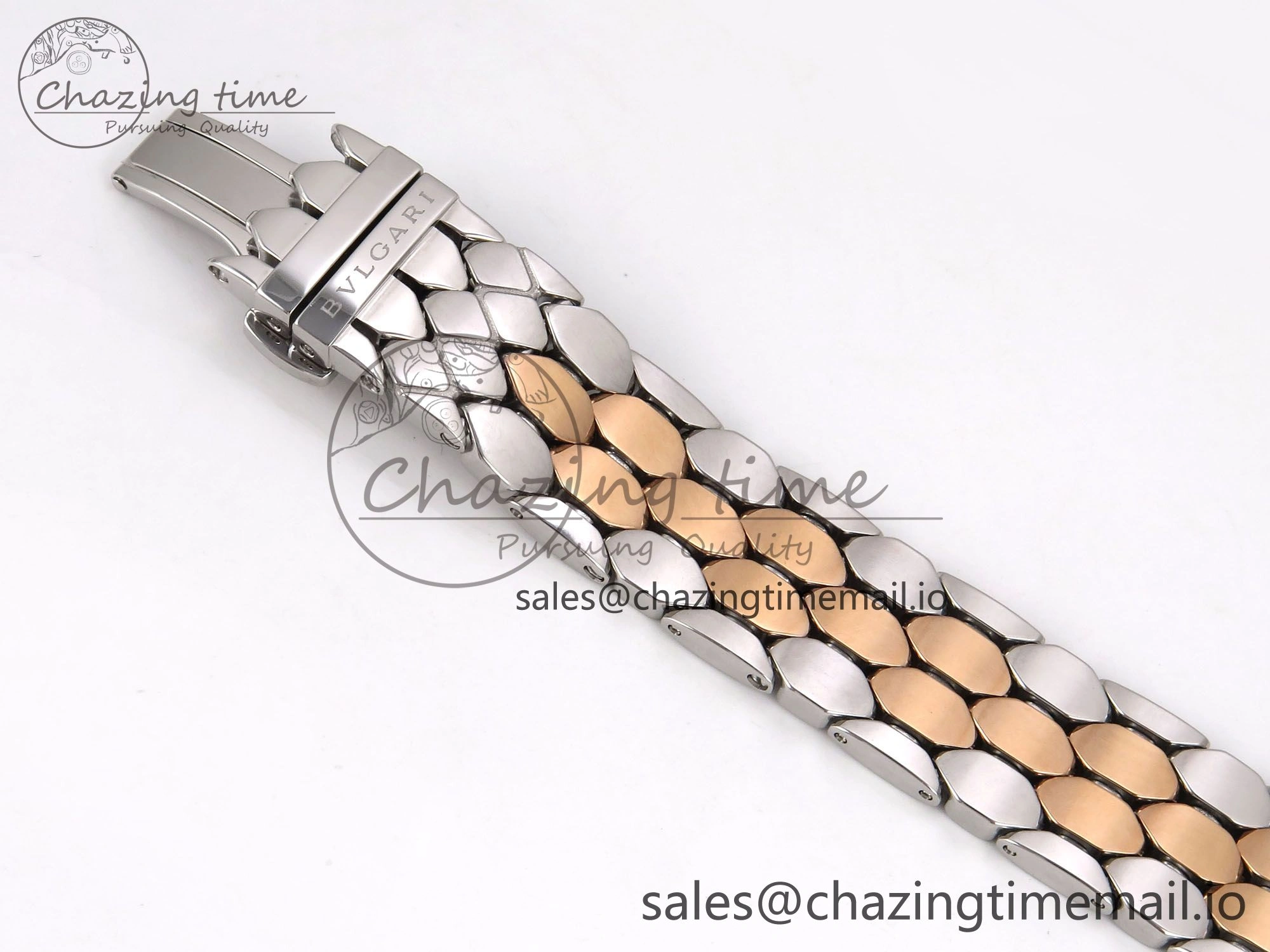 Serpenti Seduttori Watch RG SS BVF 1:1 Best Edition Black Dial Diamonds Bezel on RG SS Bracelet Swiss Quartz