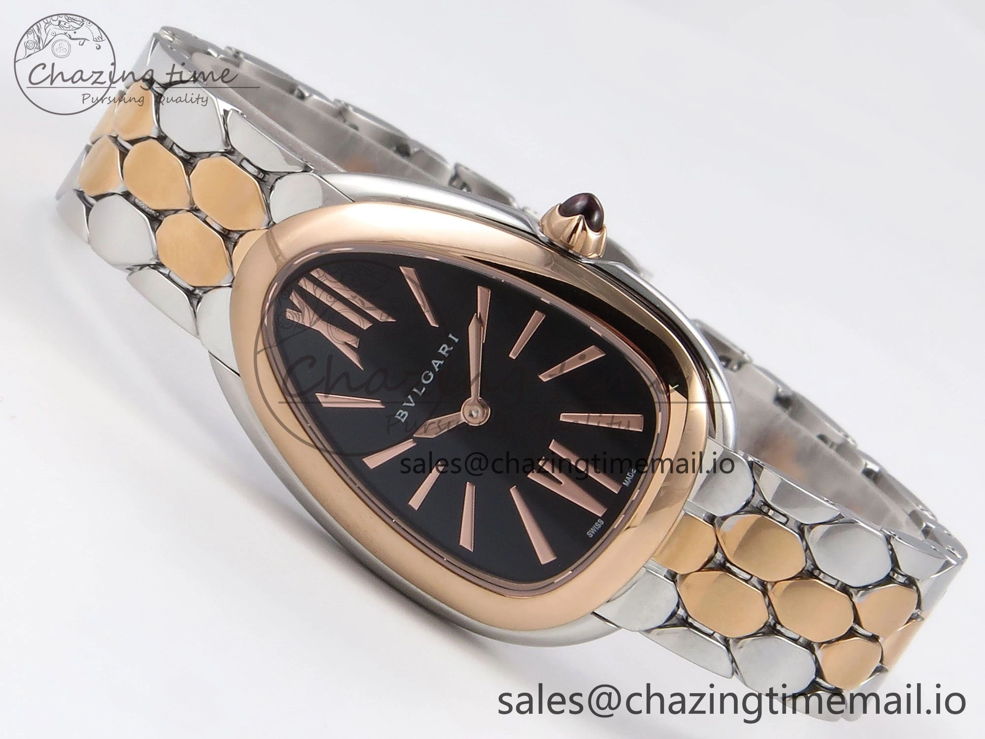 Serpenti Seduttori Watch RG SS BVF 1:1 Best Edition Black Dial on RG SS Bracelet Swiss Quartz