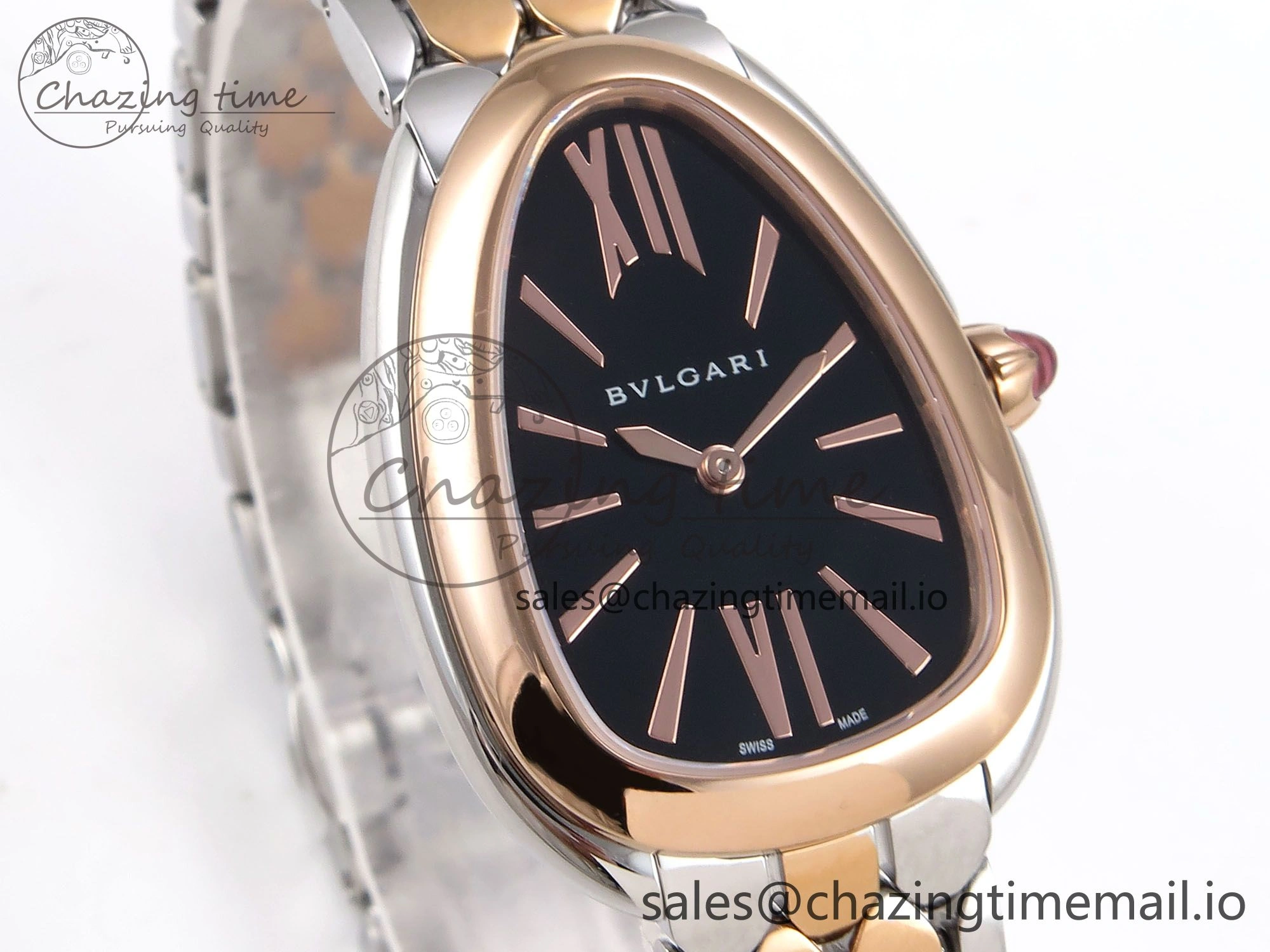 Serpenti Seduttori Watch RG SS BVF 1:1 Best Edition Black Dial on RG SS Bracelet Swiss Quartz