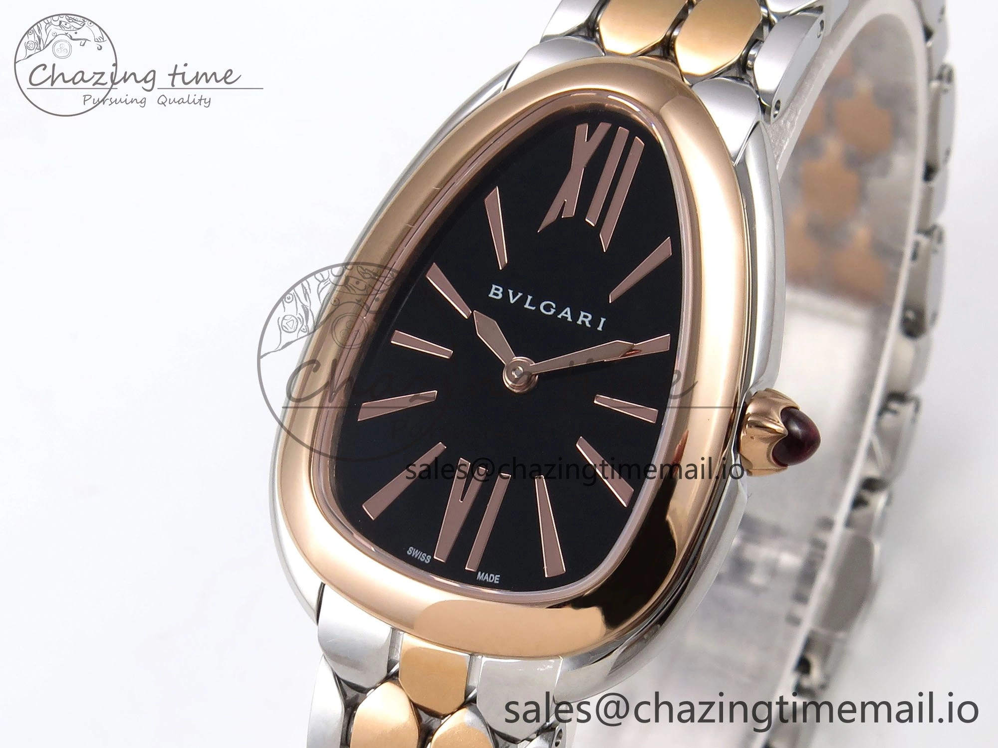 Serpenti Seduttori Watch RG SS BVF 1:1 Best Edition Black Dial on RG SS Bracelet Swiss Quartz