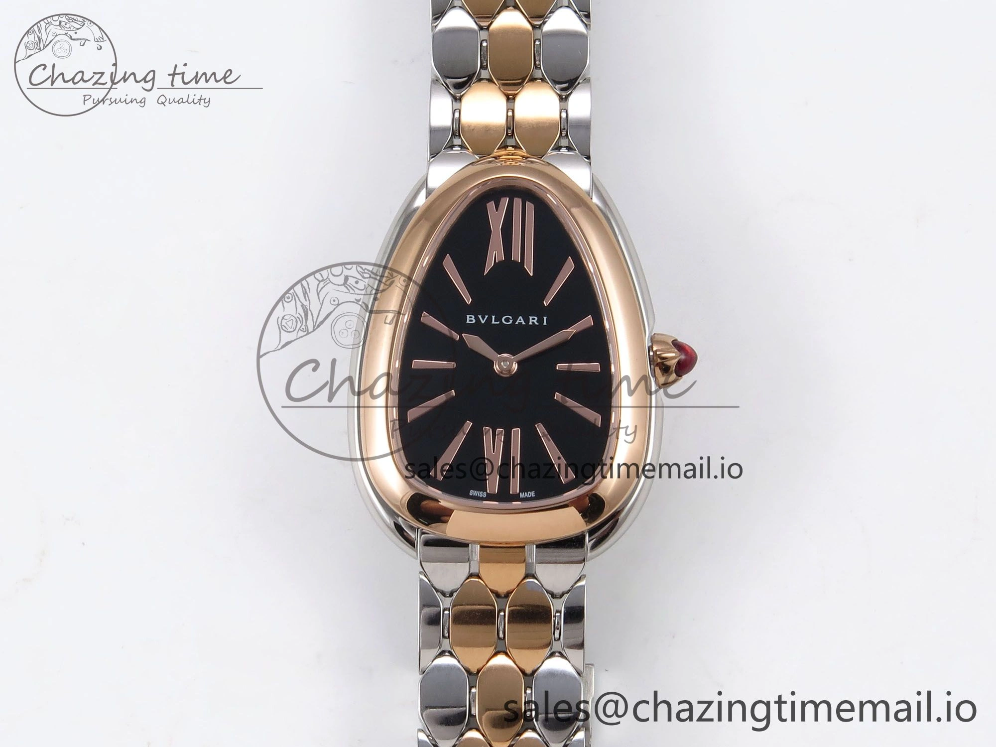Serpenti Seduttori Watch RG SS BVF 1:1 Best Edition Black Dial on RG SS Bracelet Swiss Quartz