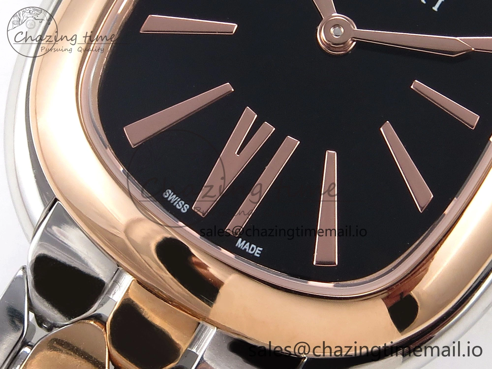 Serpenti Seduttori Watch RG SS BVF 1:1 Best Edition Black Dial on RG SS Bracelet Swiss Quartz