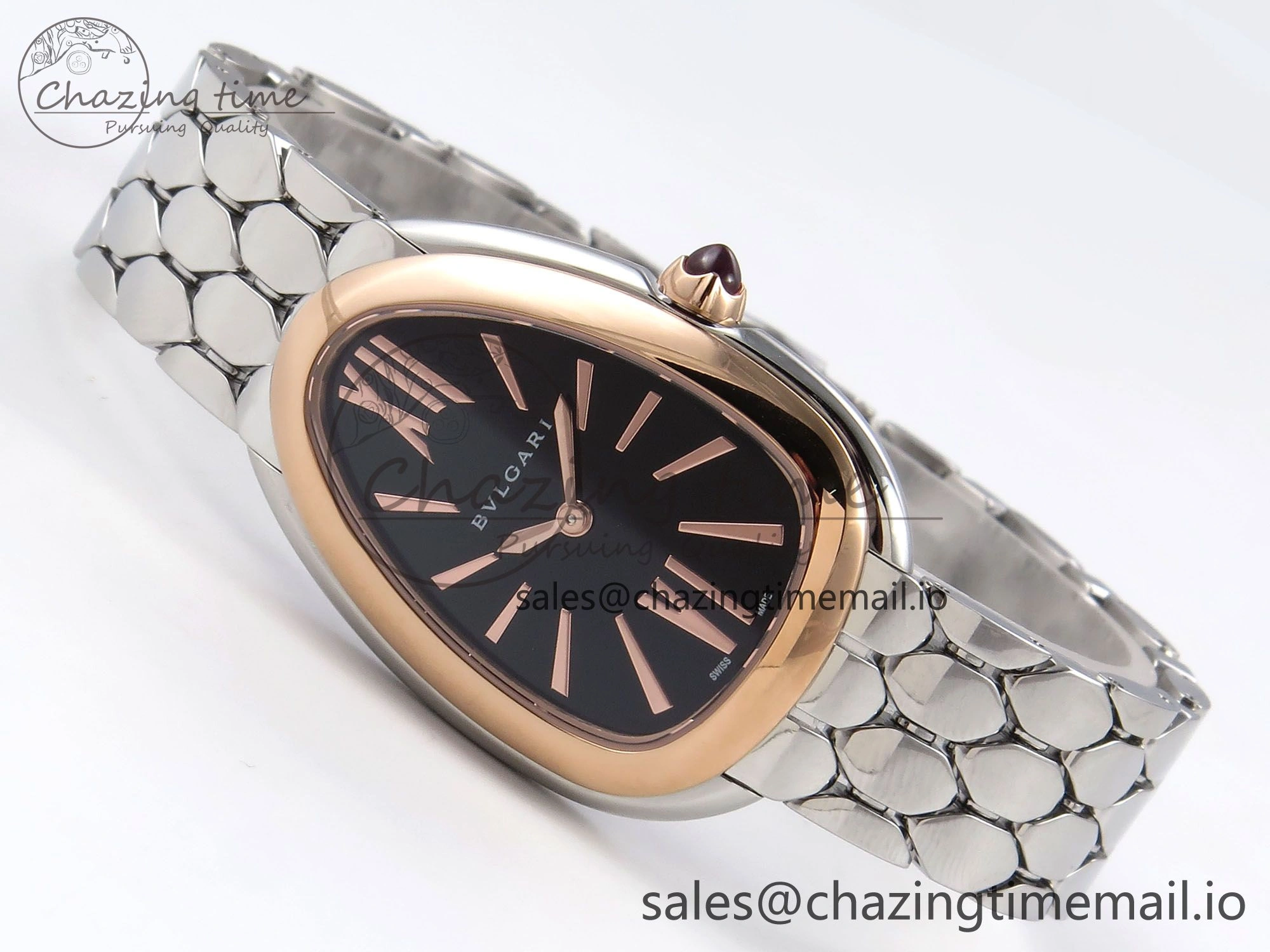Serpenti Seduttori Watch RG SS BVF 1:1 Best Edition Black Dial on SS Bracelet Swiss Quartz