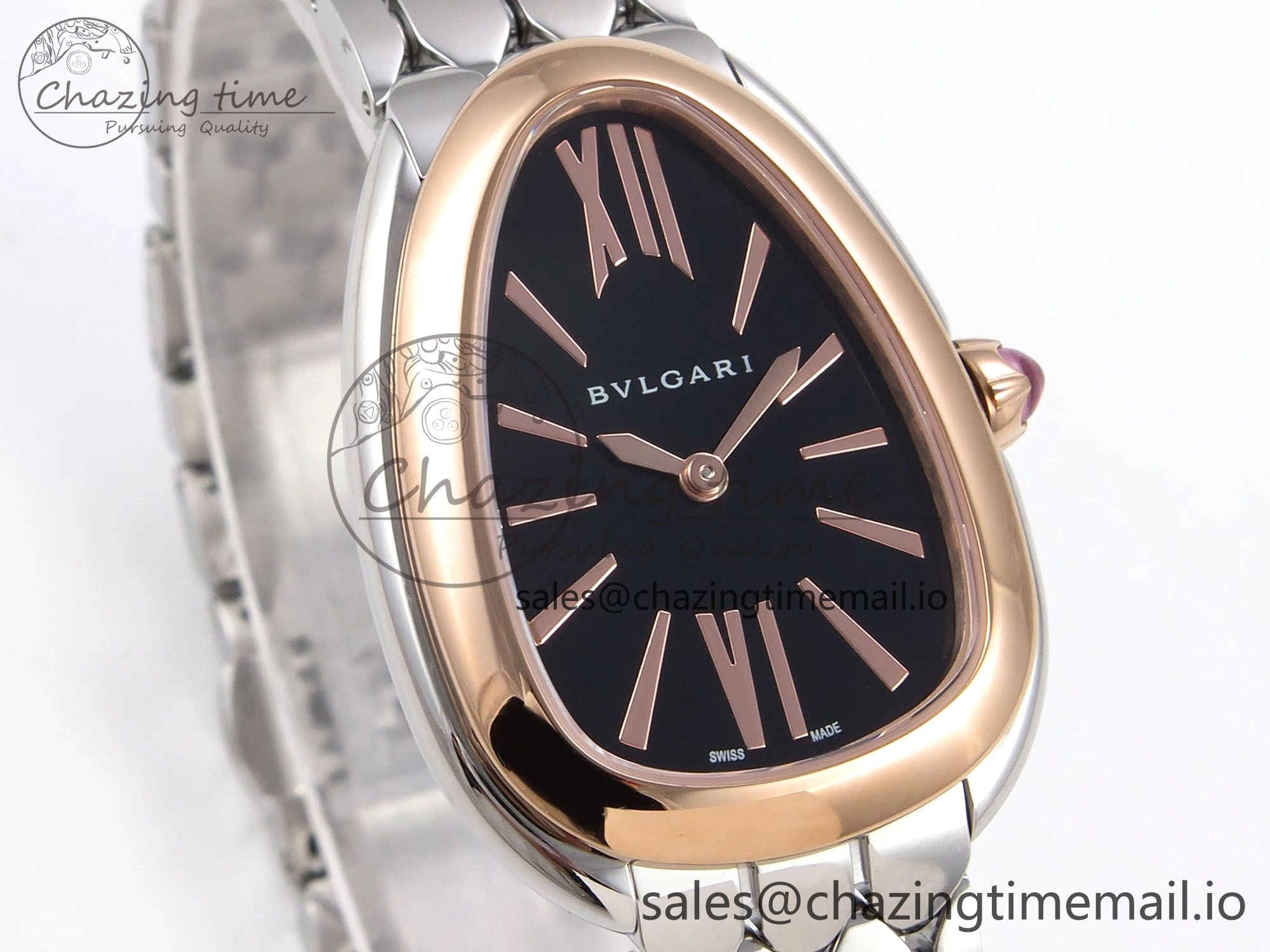 Serpenti Seduttori Watch RG SS BVF 1:1 Best Edition Black Dial on SS Bracelet Swiss Quartz