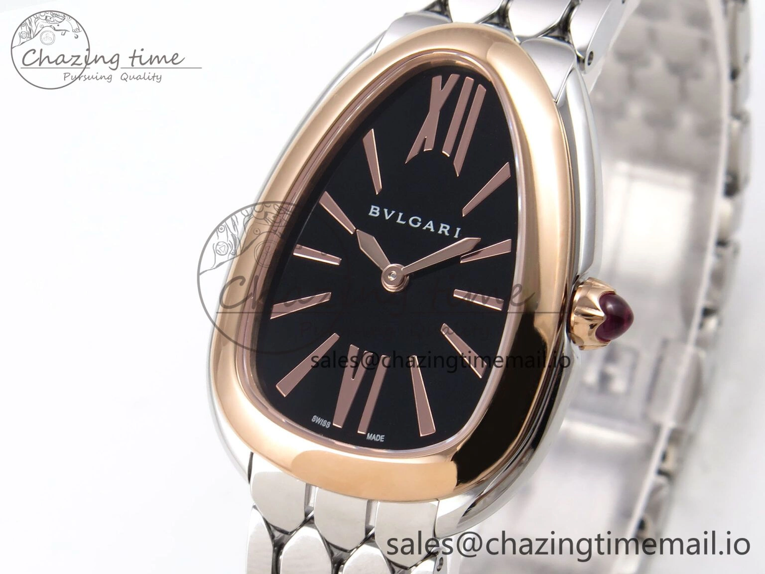 Serpenti Seduttori Watch RG SS BVF 1:1 Best Edition Black Dial on SS Bracelet Swiss Quartz