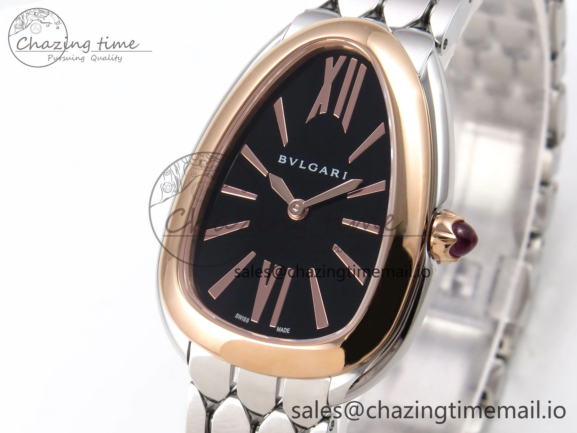 Serpenti Seduttori Watch RG SS BVF 1:1 Best Edition Black Dial on SS Bracelet Swiss Quartz