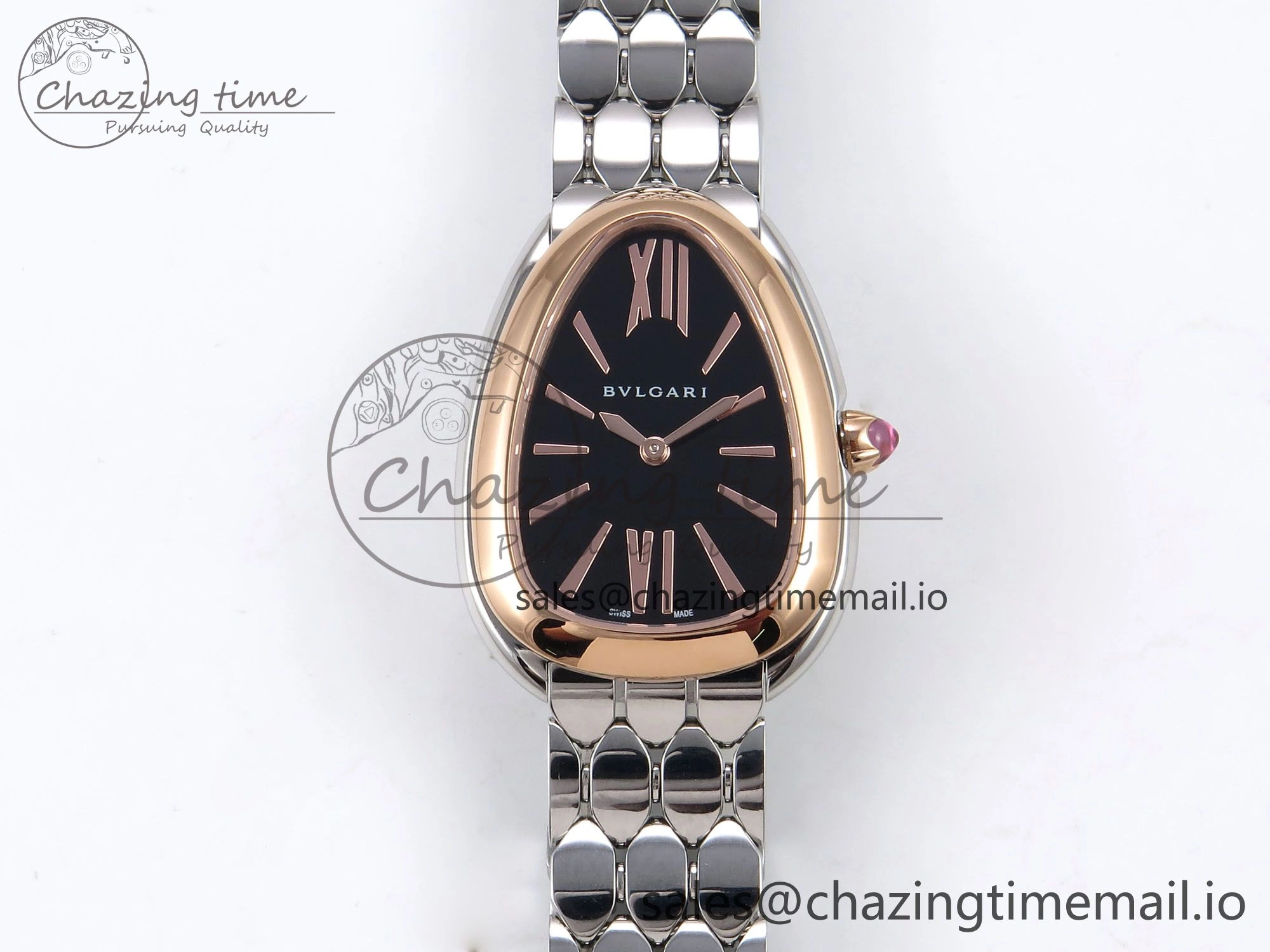 Serpenti Seduttori Watch RG SS BVF 1:1 Best Edition Black Dial on SS Bracelet Swiss Quartz