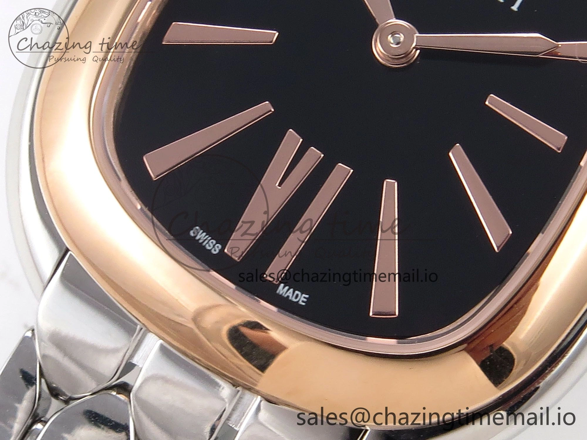 Serpenti Seduttori Watch RG SS BVF 1:1 Best Edition Black Dial on SS Bracelet Swiss Quartz