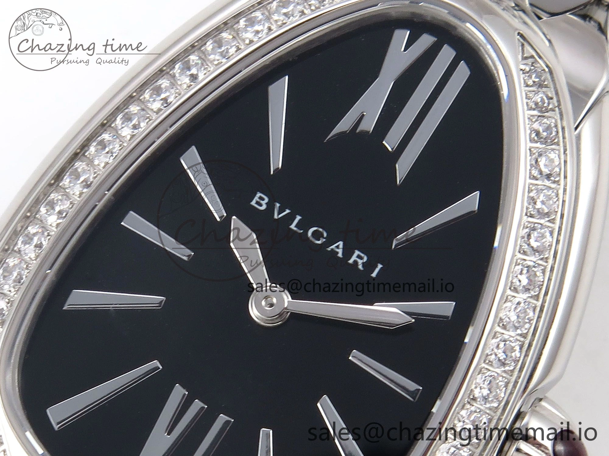 Serpenti Seduttori Watch SS BVF 1:1 Best Edition Black Dial Diamonds Bezel on SS Bracelet Swiss Quartz