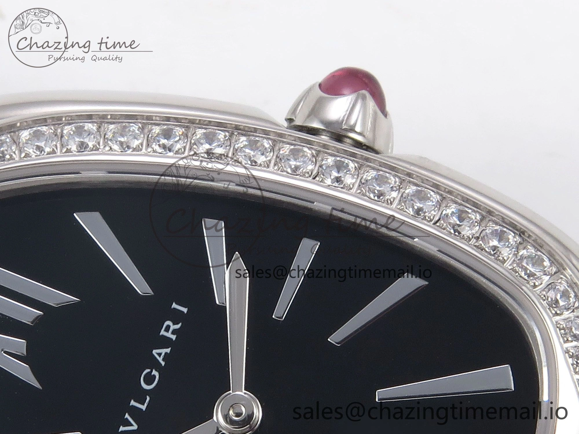 Serpenti Seduttori Watch SS BVF 1:1 Best Edition Black Dial Diamonds Bezel on SS Bracelet Swiss Quartz