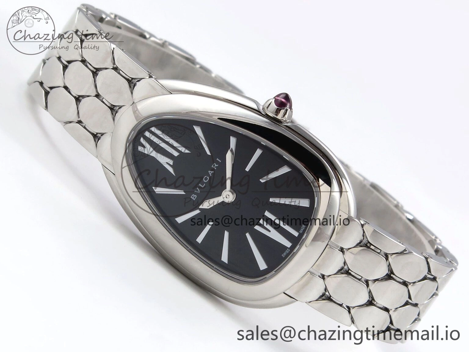 Serpenti Seduttori Watch SS BVF 1:1 Best Edition Black Dial on SS Bracelet Swiss Quartz