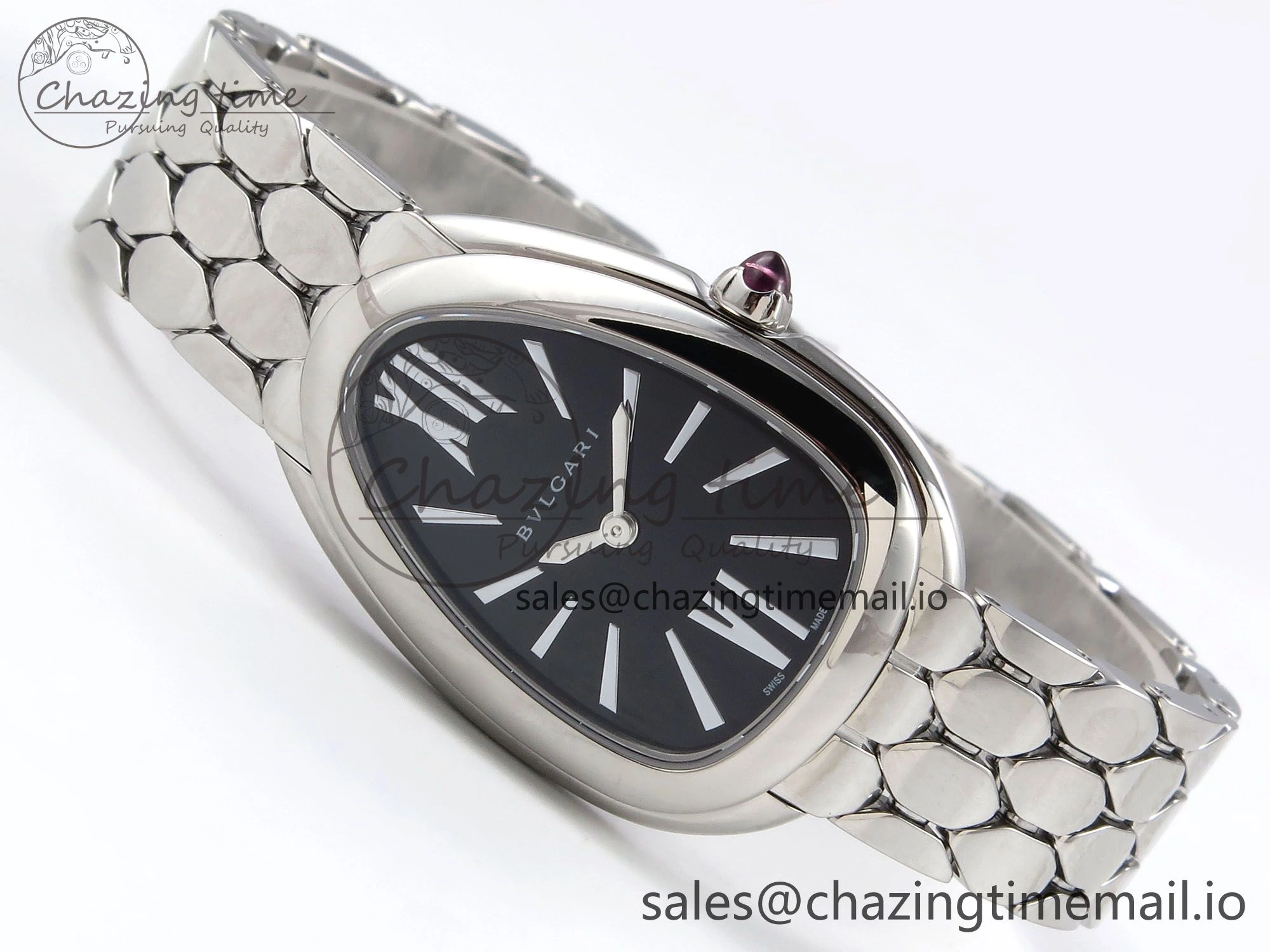 Serpenti Seduttori Watch SS BVF 1:1 Best Edition Black Dial on SS Bracelet Swiss Quartz