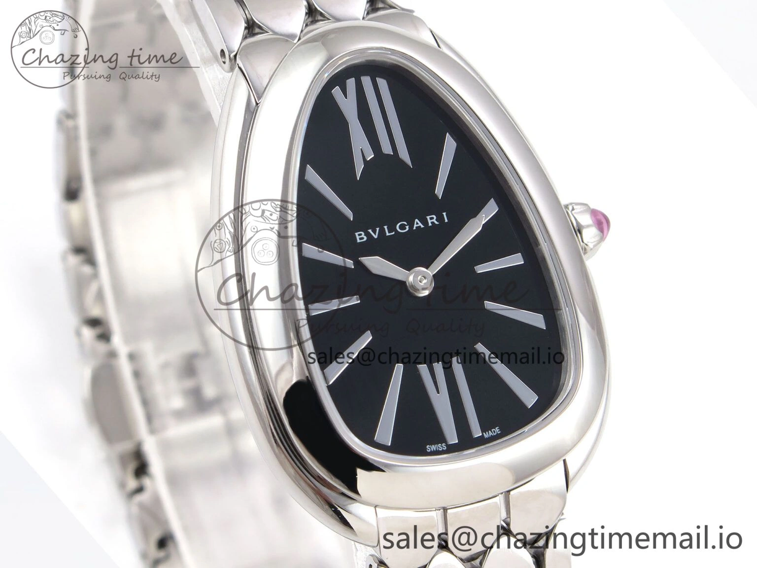 Serpenti Seduttori Watch SS BVF 1:1 Best Edition Black Dial on SS Bracelet Swiss Quartz