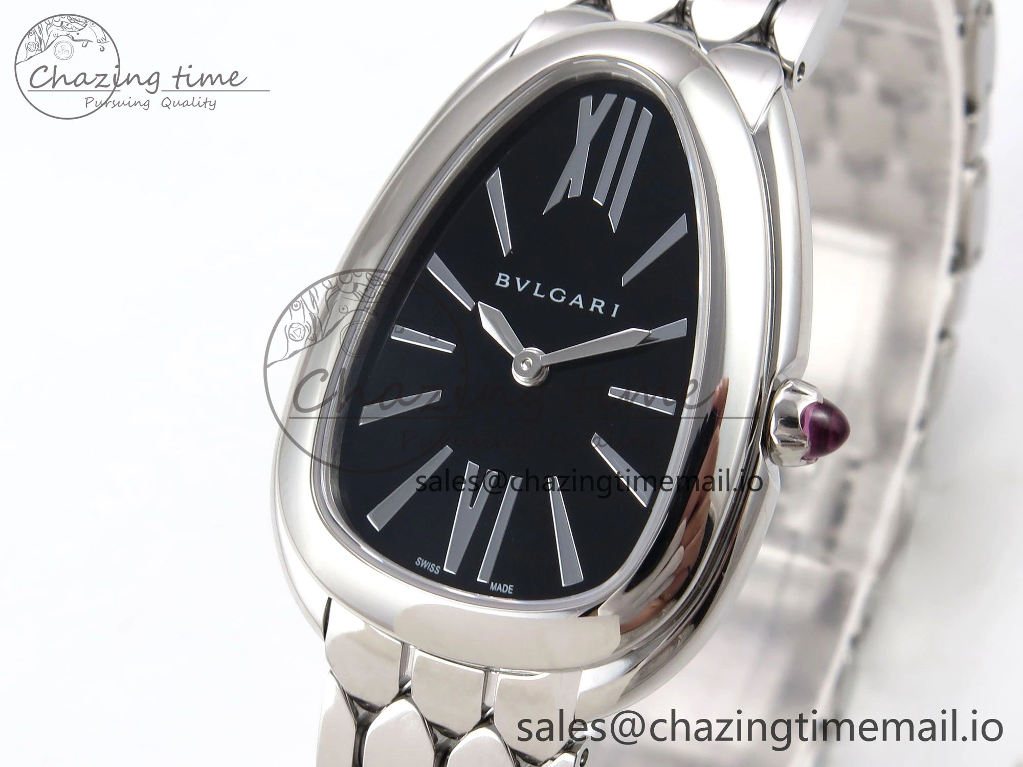 Serpenti Seduttori Watch SS BVF 1:1 Best Edition Black Dial on SS Bracelet Swiss Quartz