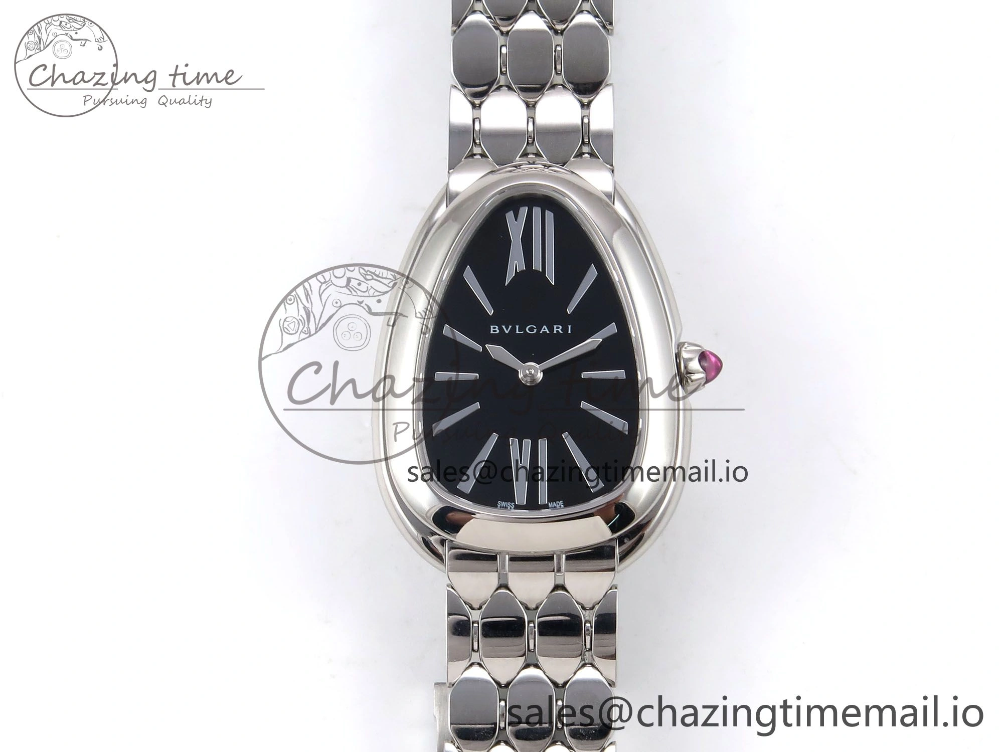 Serpenti Seduttori Watch SS BVF 1:1 Best Edition Black Dial on SS Bracelet Swiss Quartz