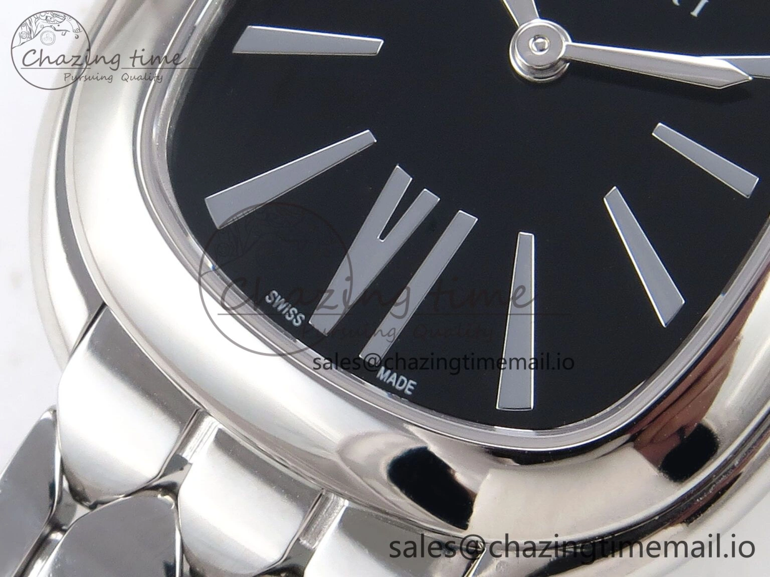 Serpenti Seduttori Watch SS BVF 1:1 Best Edition Black Dial on SS Bracelet Swiss Quartz