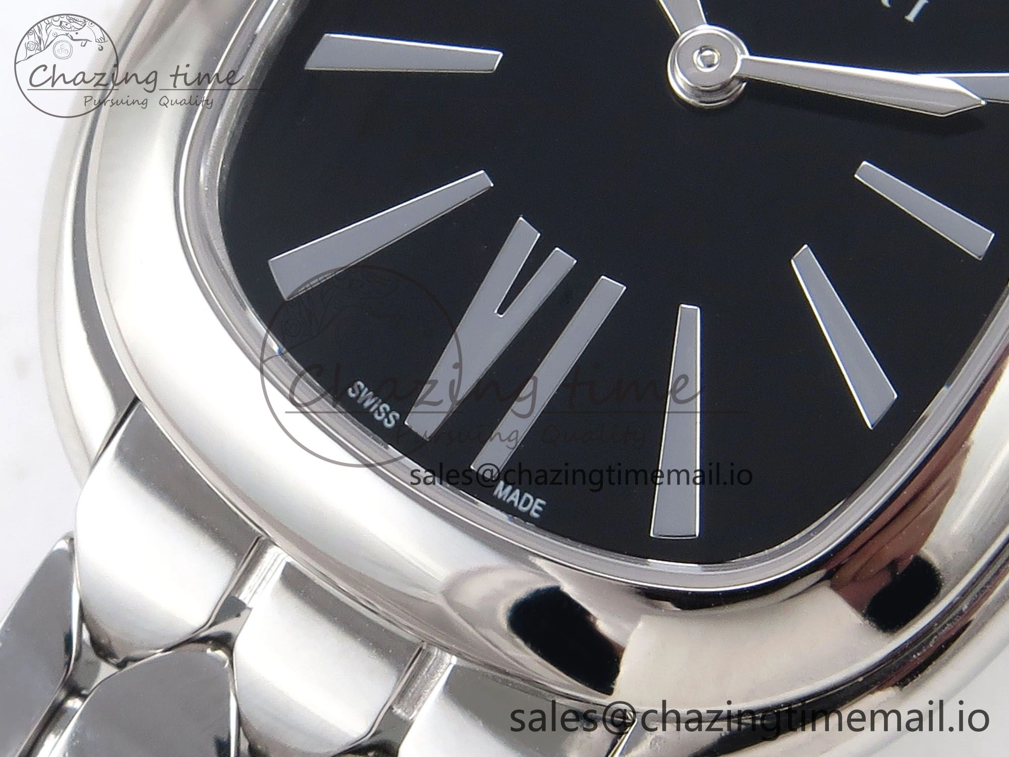 Serpenti Seduttori Watch SS BVF 1:1 Best Edition Black Dial on SS Bracelet Swiss Quartz
