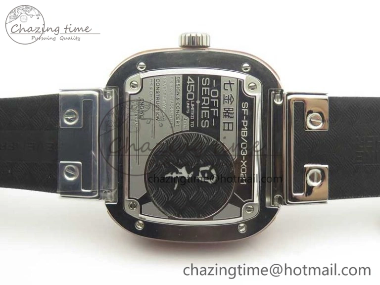 Seven Friday P1B 03 Japan Limited Edition SVF 1:1 Best Edition on White Leather Strap Miyota 82S7 ( Free Extra Strap )