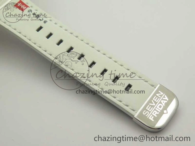 Seven Friday P1B 03 Japan Limited Edition SVF 1:1 Best Edition on White Leather Strap Miyota 82S7 ( Free Extra Strap )