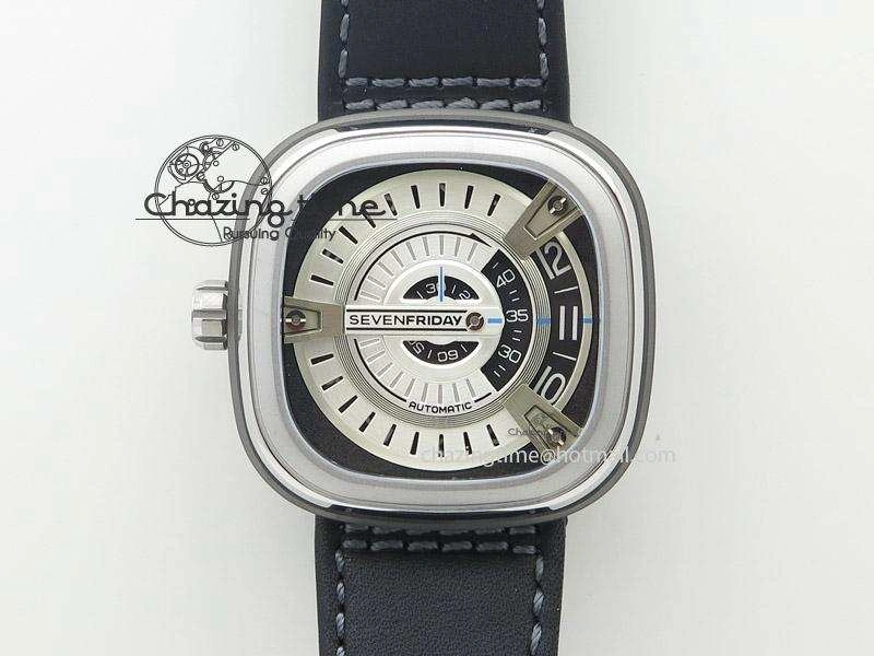 SevenFriday M1-1 SWF 1:1 Best Edition Silver Dial on Black Leather Strap Miyota 8215