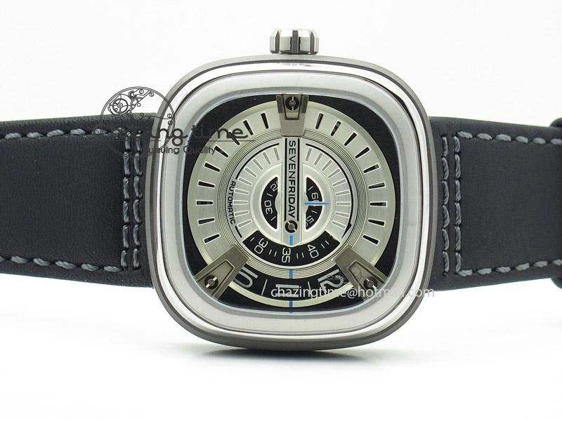 SevenFriday M1-1 SWF 1:1 Best Edition Silver Dial on Black Leather Strap Miyota 8215