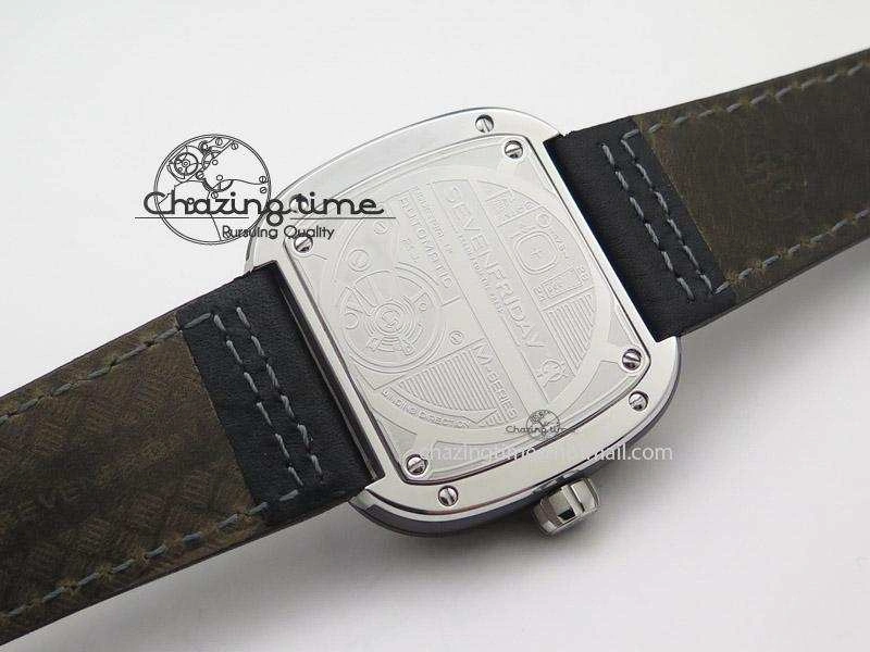 SevenFriday M1-1 SWF 1:1 Best Edition Silver Dial on Black Leather Strap Miyota 8215