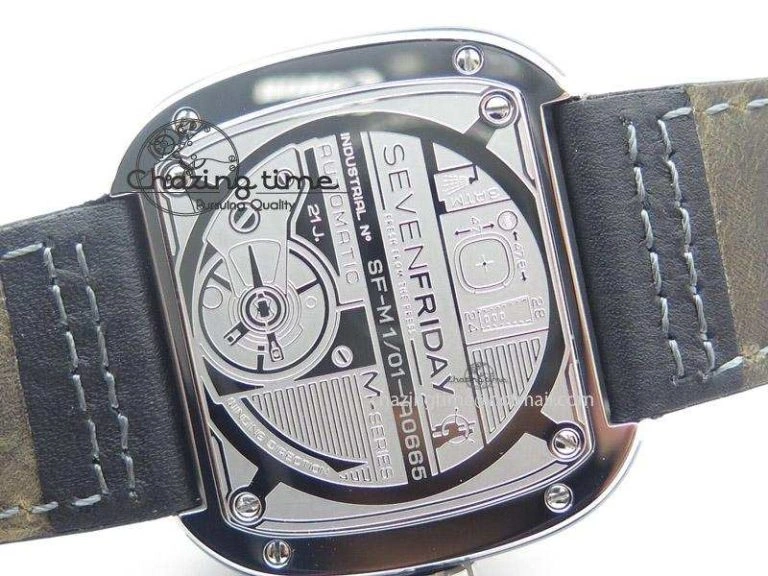 SevenFriday M1-1 SWF 1:1 Best Edition Silver Dial on Black Leather Strap Miyota 8215