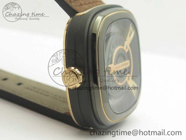 SevenFriday M2-02 SVF 1:1 Best Edition Black Dial On Brown Leather Strap Miyota 8215 (Free Rubber Strap