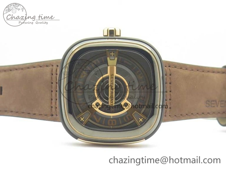 SevenFriday M2-02 SVF 1:1 Best Edition Black Dial On Brown Leather Strap Miyota 8215 (Free Rubber Strap