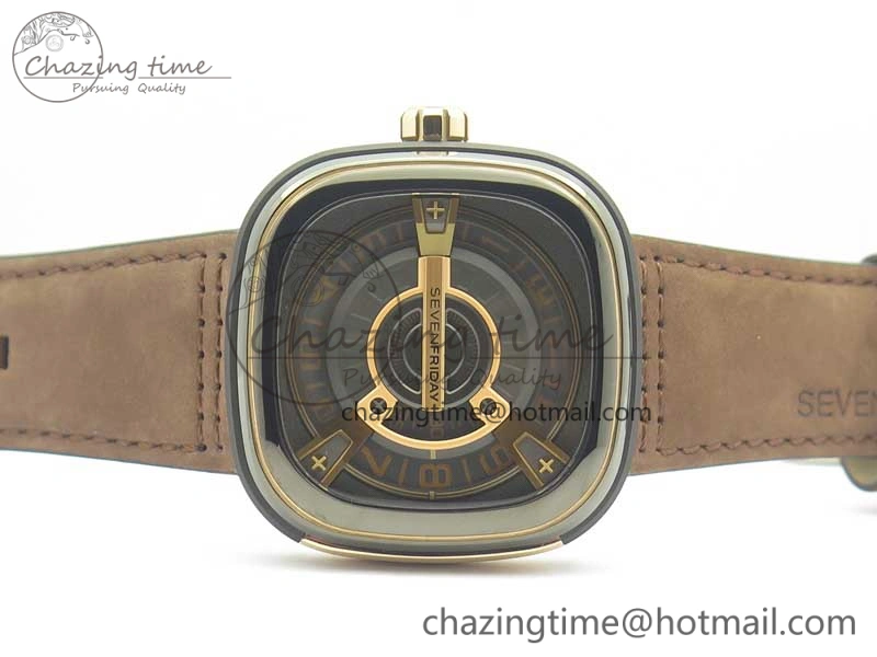 SevenFriday M2-02 SVF 1:1 Best Edition Black Dial On Brown Leather Strap Miyota 8215 (Free Rubber Strap
