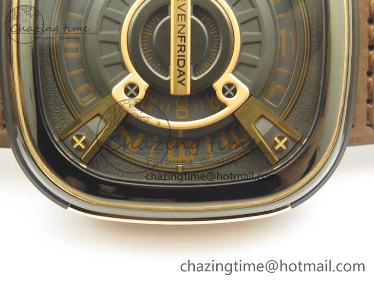 SevenFriday M2-02 SVF 1:1 Best Edition Black Dial On Brown Leather Strap Miyota 8215 (Free Rubber Strap