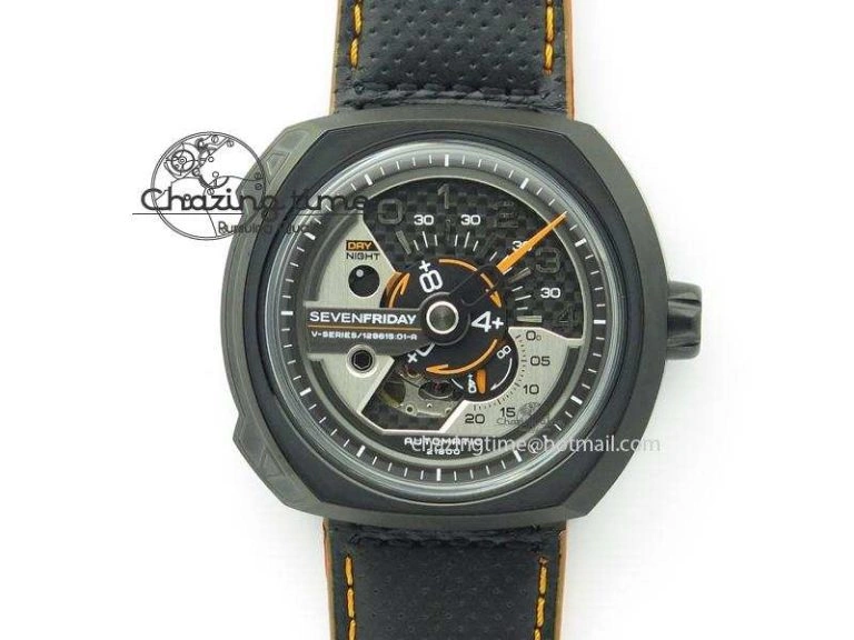 SevenFriday M2-1 SWF 1:1 Best Edition Black Dial on Black Leather Strap Miyota 8215