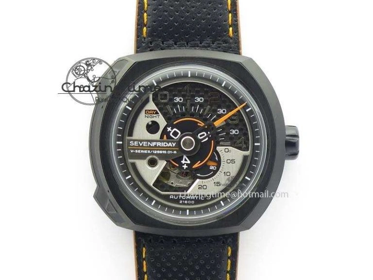 SevenFriday M2-1 SWF 1:1 Best Edition Black Dial on Black Leather Strap Miyota 8215