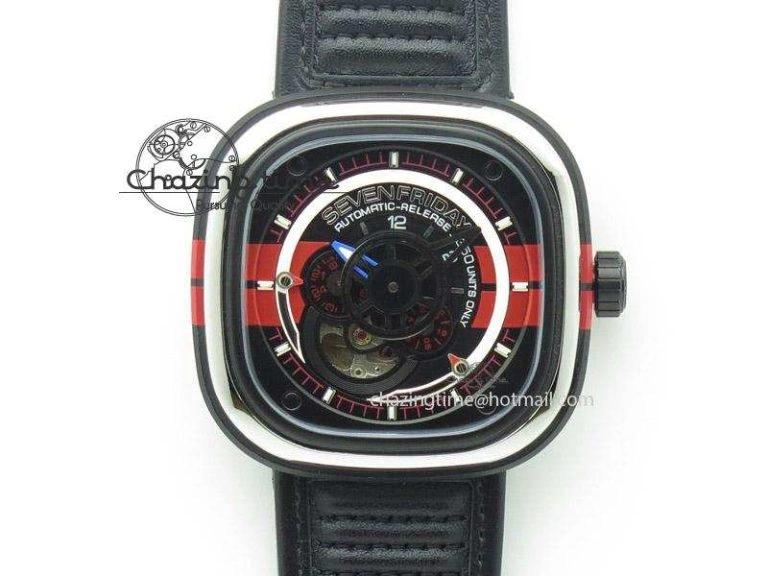 SevenFriday M2-1 SWF 1:1 Best Edition Black Dial on Black Leather Strap Miyota 8215