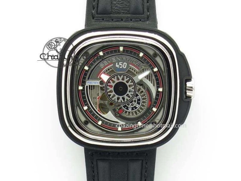 SevenFriday M2-1 SWF 1:1 Best Edition Black Dial on Black Leather Strap Miyota 8215